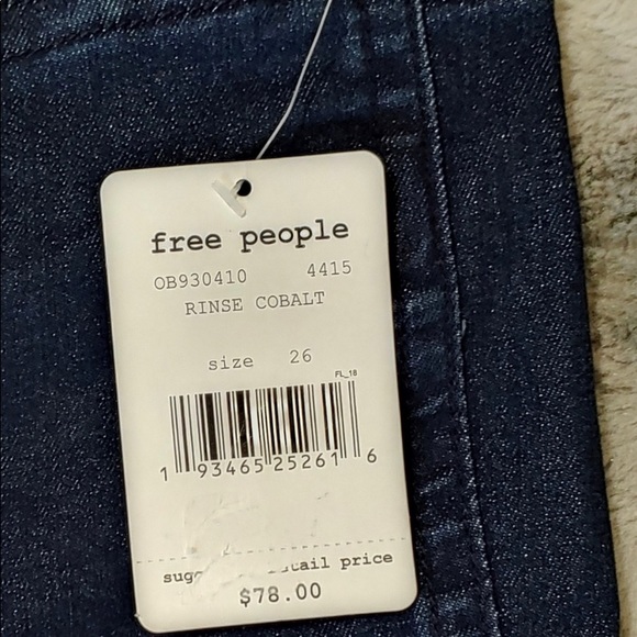 Free People | Dark Denim Raw Hem Biker Jean Shorts | Trendy Mom Bottoms | 26 NWT - Picture 10 of 10